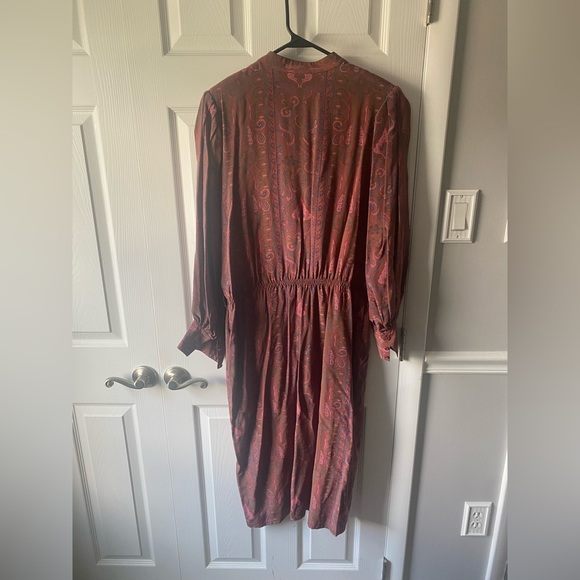 VINTAGE SILK LONG SLEEVE MIDI DRESS - Picture 4 of 4